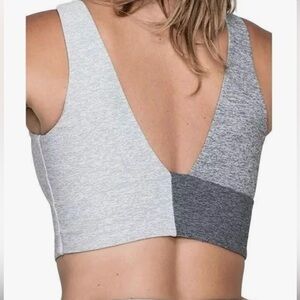 Outdoor Voices Colorblock Sports Bra - Light Gray and Dark Gray